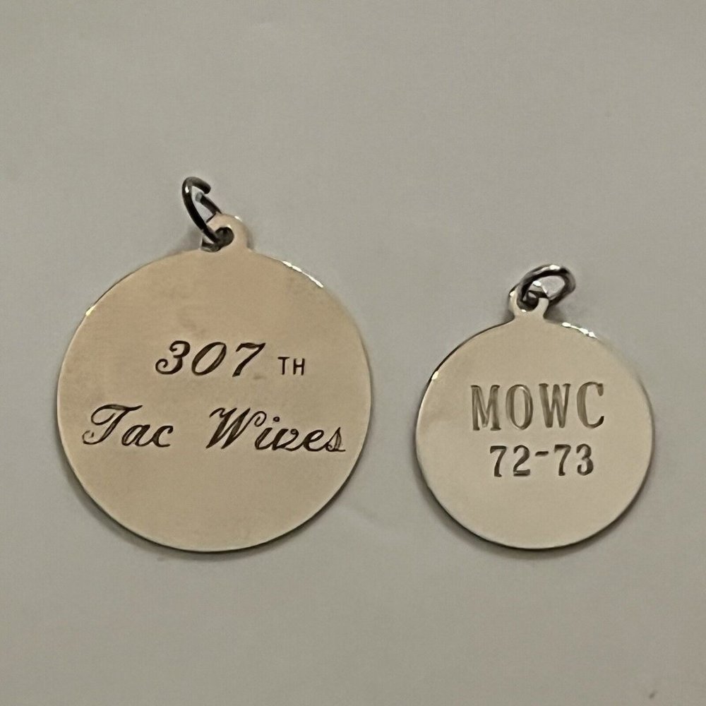 Vintage 70s Military Wife Sterling Silver Necklace Pendants 307th Tactical MOWC